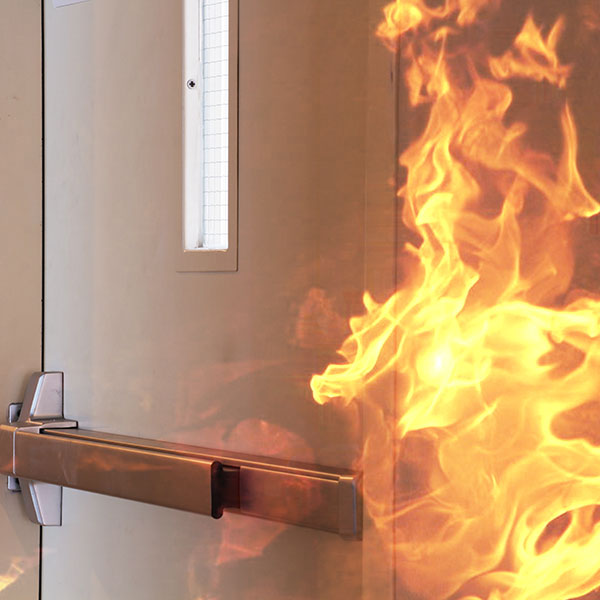 Fire next to fire door