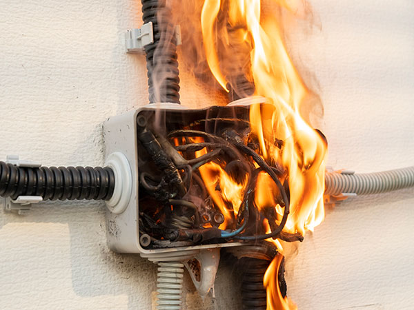 Domestic electrical socket fire